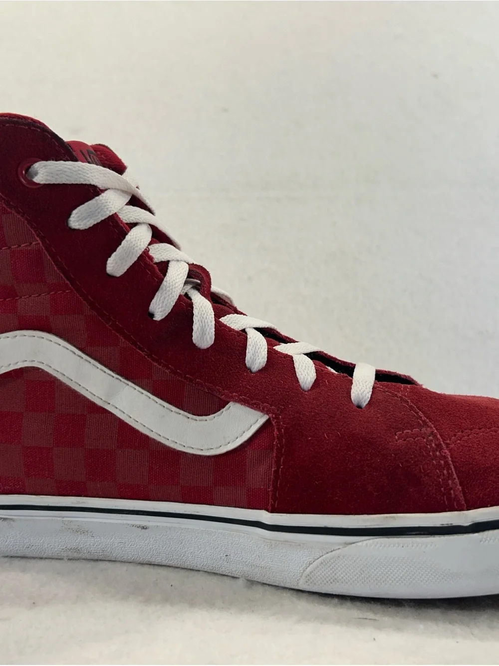 Vans Sk8-Hi Red White Checkerboard Suede Filmore High Top Sneakers Mens 12